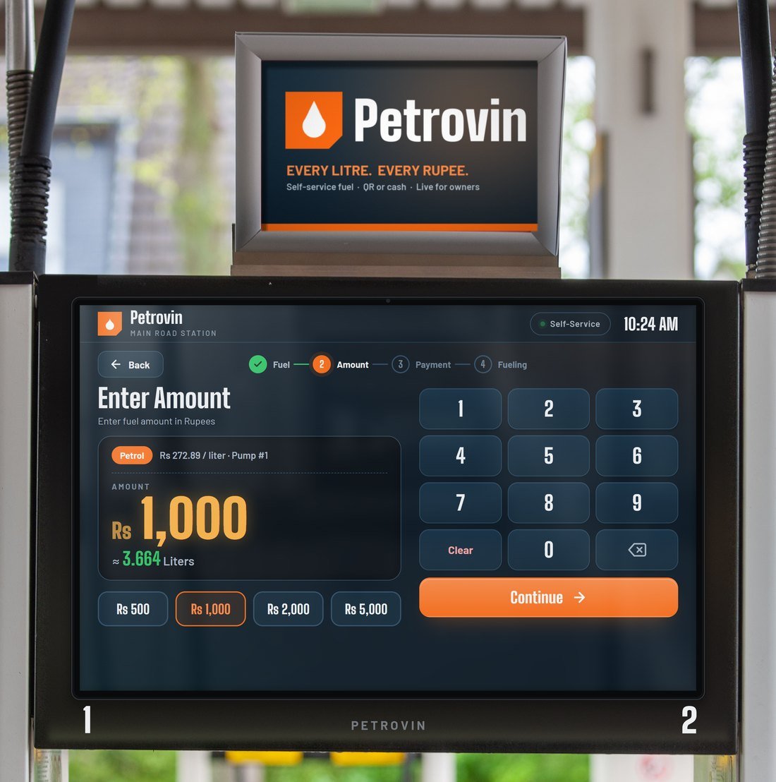 Petrovin pump showing the amount screen